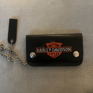 Harley-Davidson Black and Orange Wallet with Chain